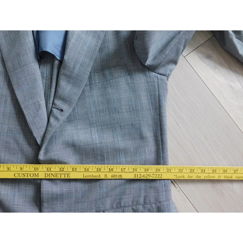 Brooks Brothers Makers Suit Mens 42L 36x31 Gray Wool Glen Plaid 2 Piece Made USA